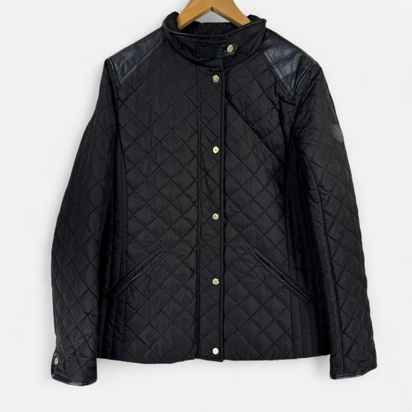 Lauren Ralph Lauren Jackets & Blazers - Ralph Lauren Quilted Jacket Womens Medium Black Snap Front Riding Coat